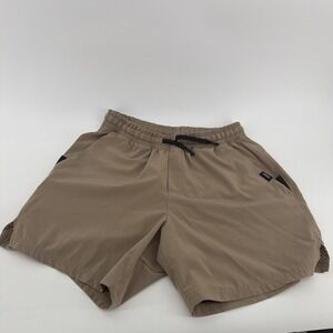 UNRL Stride Shorts Men's M Khaki  Performance Athletic Drawstring Stretch 5.5"